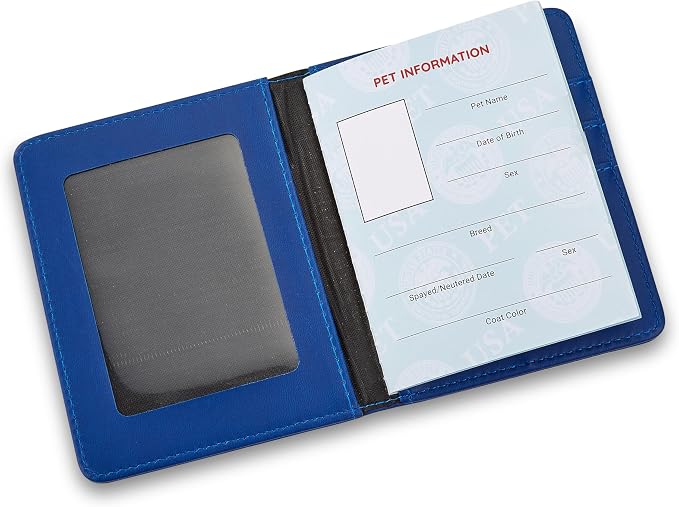 International Pet Passport & Dog Passport Holder – Cat & Dog Travel Accessories Organizer for Vet Records, Vaccinations & ID – Standard Size, Blue