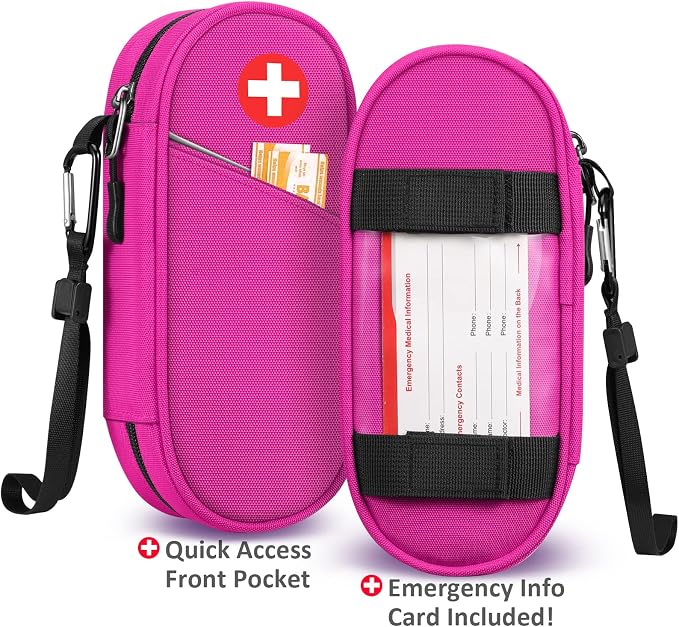 SITHON EpiPen Medical Carrying Case Insulated Medication Organizer Bag | Emergency Medical Travel Pouch Holds 2 EpiPens, Asthma Inhaler, Anti-Histamine, Auvi-Q, Allergy Medicine Essentials