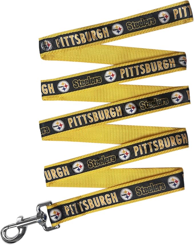 NFL PET Leash Pittsburgh Steelers Dog Leash, Large Football Team Leash for Dogs & Cats. A Shiny & Colorful Cat Leash & Dog Leash Licensed by The NFL