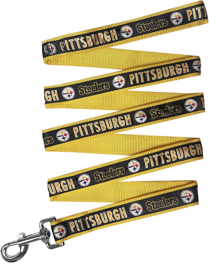 NFL PET Leash Pittsburgh Steelers Dog Leash, Medium Football Team Leash for Dogs & Cats. A Shiny & Colorful Cat Leash & Dog Leash Licensed by The NFL