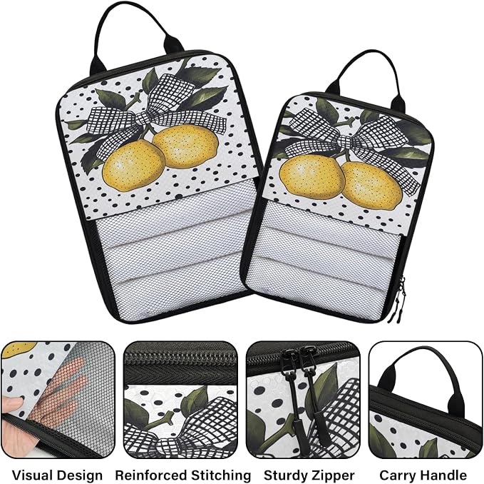 Lemon 6 Set Compression Packing Cubes Cute Fruit Expandable Packing Organizer for Travel Accessories Luggage Suitcase Bag