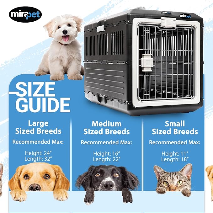 Pet Carrier & Crate, 26.4" L x 15.3" W x 18.8" H - Collapsible for Medium Cats and Dogs, Portable Hard Plastic Wall Kennel for Indoor/Outdoor Use