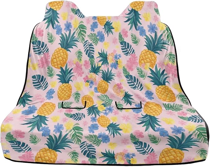 Renewold Backseat Cover for Dogs in Car Rear Seat Towel Cover for Car Back Bench Seat Towel Automotive Interior Accessories Tropical Pineapple Blanket Pads for Running Travel Workout Camping