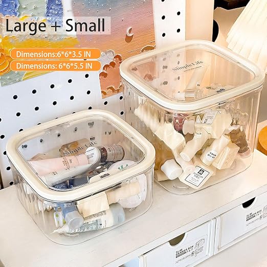 Mini Clear Coffee Pod Holder with Lid-Small Food Storage Organizer Bins-Clear Plastic Bins for Pantry, Kitchen-Cabinet Organization and Storage (3.2L/0.8 Gallon)