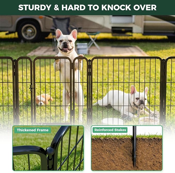 FXW Rollick Dog Playpen with RV Step Grid for RV Camping, 24" H, 16 Panels | Easy Setup & Sturdy, Blocks RV Stair Gaps, Fits RV Steps up to 26"W, For Puppies & Small Dogs, Patented