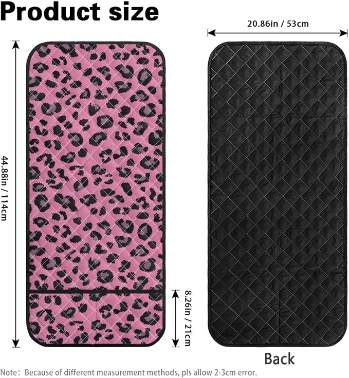 Pink Leopard Print Sofa Armrest Covers Non-Slip Arm Rest Covers Washable Couch Arm Cover with Two Pockets Dustproof Furniture Protector for Living Room Decoration