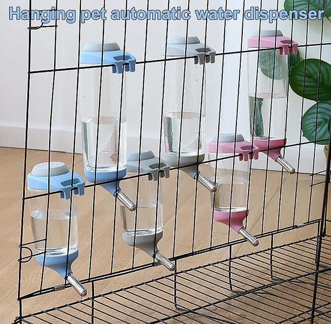 Dog Crate Water Bottle - 17 oz No Drip Kennel Pet Water Dispenser, Easy-to-Use Cage Water Bottle for Dogs, Cats, Small Animals, 500ML, Blue