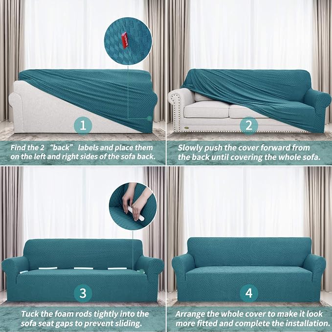 YEMYHOM Couch Cover Latest Jacquard Design High Stretch Sofa Chair Covers for Living Room, Pet Dog Cat Proof Armchair Slipcover Non Slip Magic Elastic Furniture Protector,Small (Chair, Teal)