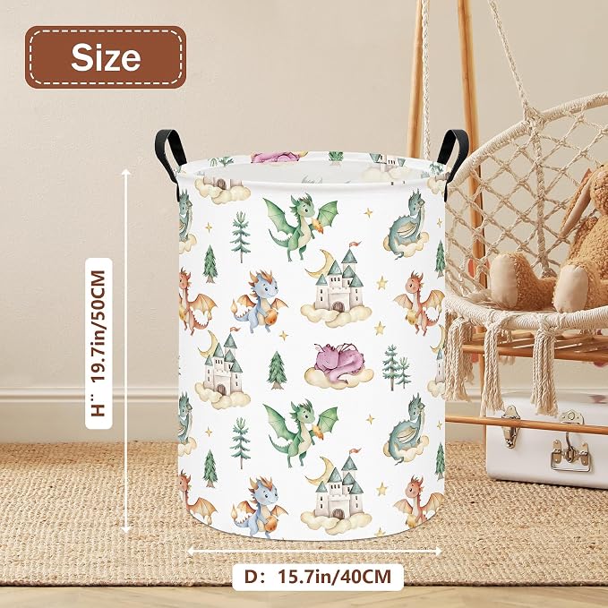 Dragon Fabric Storage Bin Nursery Organizer Basket | Organizer Bin Dirty Clothes Collapsible Waterproof for College Dorms, Boys and Girls Bedroom,Bathroom
