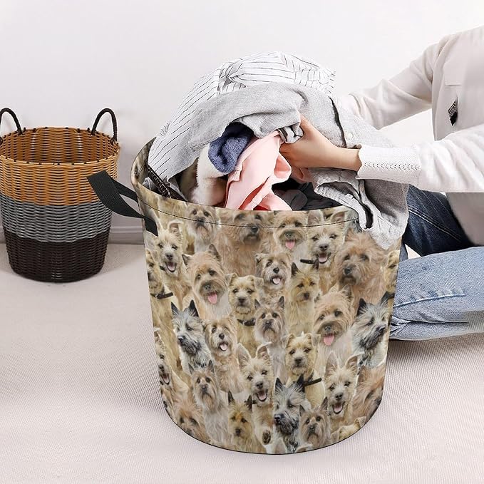 Cairn Terrier Print Laundry Basket, Pet Cairn Terrier Dog Laundry Hamper, Waterproof Foldable Storage Basket Dirty Clothes Storage Bin for Books Pets Bathroom, Cairn Terrier Lover Gifts