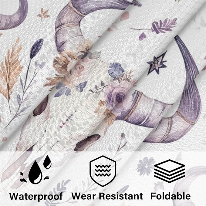 Bull Skull 6 Set Compression Packing Cubes | Western Retro Boho Floral Travel Accessories Expandable Packing Organizers Space Saver Bags for Organizing Clothes
