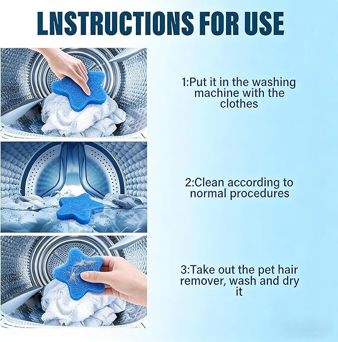 6 PCS Pet Hair Remover for Laundry – Effectively Removes Fur, Lint & Dander – Reusable, Eco-Friendly Laundry Pet Hair Catcher – Gentle on Clothes, Protects Machine, Easy to Use & Clean (Blue)
