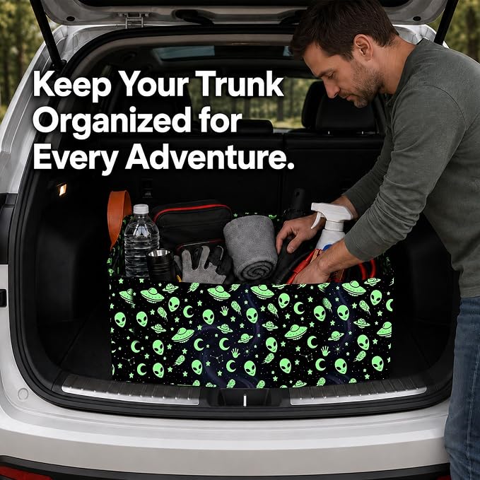 Frog Car Trunk Organizer 20L Collapsible Auto Storage Basket with Handles | Waterproof Reusable Shopping Grocery Bags for SUV Truck, Frogs Cars Boot Organizer Gifts for Women Men Drivers