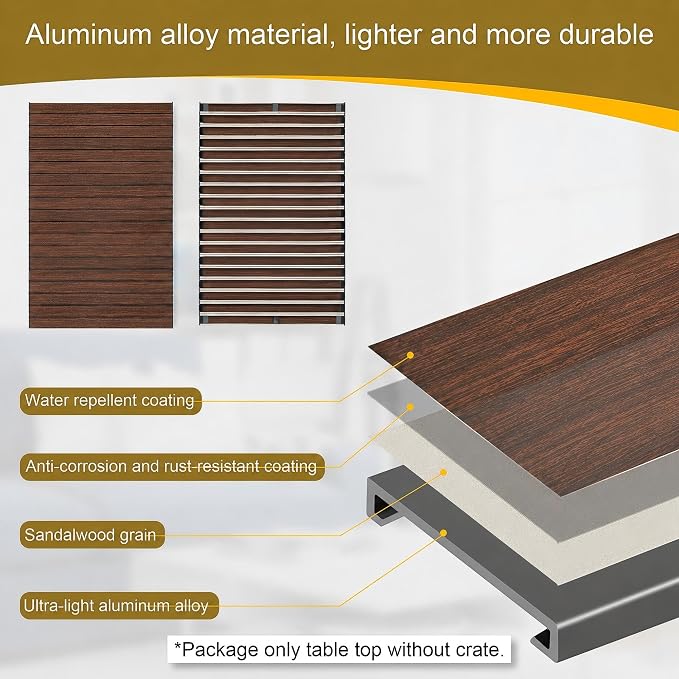 Dog Crate Topper with Magnets for 48 Inch Crate - Aluminum Foldable Dog Kennel Topper Decorative Storage Pet Crate Table Rustic Brown (Only Topper)