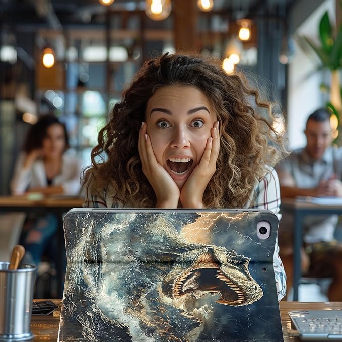 for Microsoft Surface Go 4/3/2/1-10.5" 2021 Tablet Case,Auto Wake/Sleep,Adjustable Stand Protective Cover - Tyrannosaurus