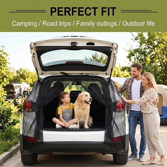 Tailgate Mesh Screen 68.5"x59", Magnetic Car Net for SUV Camping, UV & Bug Protection, Portable Mesh Screen for SUV, MPV, Car Camping Accessoires, Black