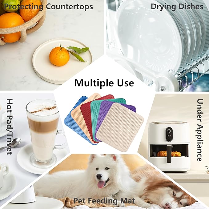 ZLR Oversized Silicone Dish Drying Mat for Kitchen, 16"x18", Meadow Violet | Family-Size Drainboard for Pots & Pans, Thick 4mm No-Curl, Heat-Resistant Trivet to 450°F, Non-Slip, Rolls to Store