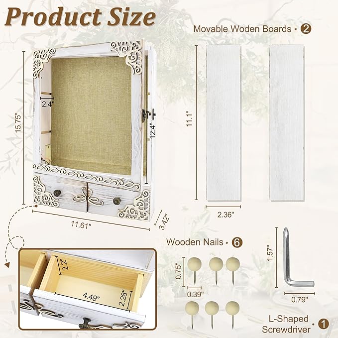 11x16 Wedding Shadow Box Frame with Shelves, White