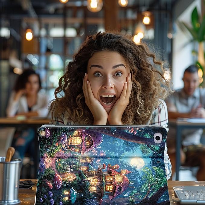 for Microsoft Surface Pro 11/10/9-13" 2024/2022 Tablet Case,Auto Wake/Sleep,Adjustable Stand Protective Cover - Enchanted Forest Mushroom House
