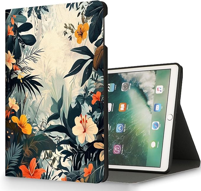 for Microsoft Surface Go 4/3/2/1-10.5" 2021 Tablet Case,Auto Wake/Sleep,Adjustable Stand Protective Cover - Tropical Plant