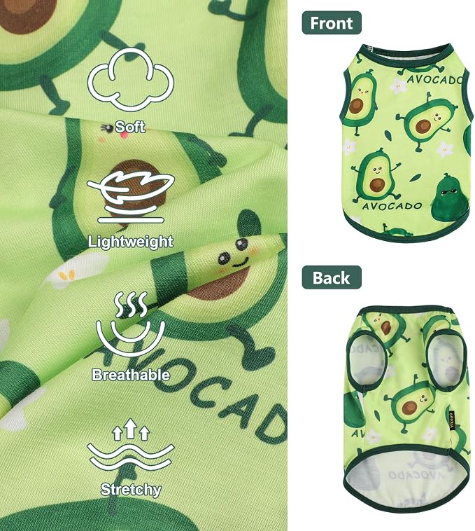 Dog Shirt Vest Dog Clothes for Small Dogs Boy Girl Stretchy Summer Puppy T-Shirts Soft Breathable Lightweight Puppy Sweatshirt Pet Cat Outfit (Avocado, X-Small)
