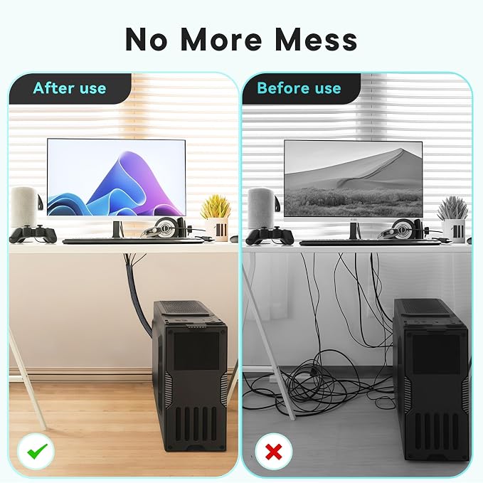 Cable Tidy Sleeve, 13mm(0.51") - 3m(9.84ft) Cable Management Tube for PC/TV, Self-Winding Wire Tidy Organiser for Home, Office(Black)