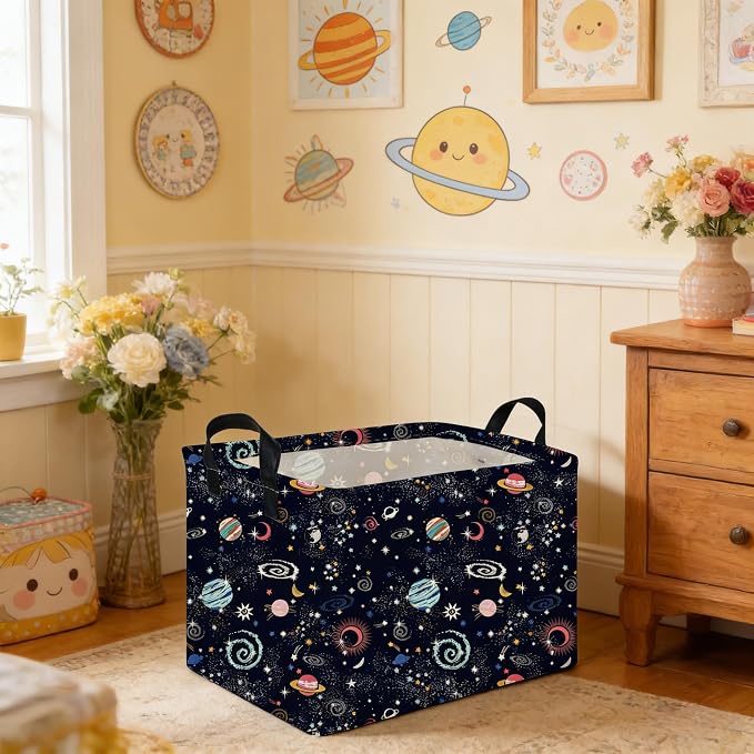 Rectangular Star baskets,Storage Basket,Waterproof foldable laundry basket for Kids,Cute Toys Storage Bin Organizer,Book bins,Starry Sky Galaxy Room Decor(Stars)