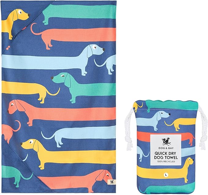 Dock & Bay Pet Towel - Super Absorbent & Quick Drying Dog Towels with Bag - 100% Recycled - Go Long, Large (120x70cm, 47x27)