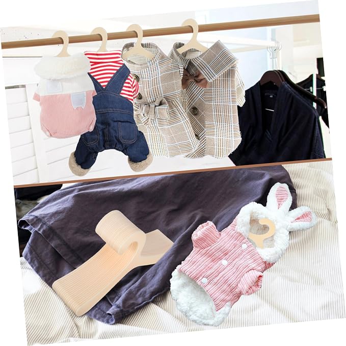 PRETYZOOM 40 Pcs Pet Clothes Hangers Plastic Dog Cat Coat Drying Racks Beige Lightweight Reusable Organizer for Small Puppy Kitten Apparel Storage