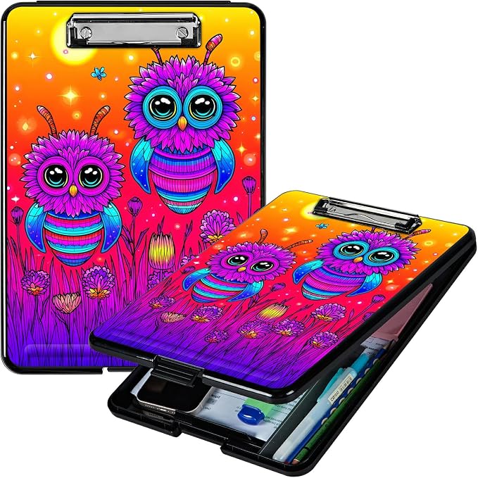 Heavy Duty Storage Clipboard, Slim Nursing Clipboard with Internal Pen Case, Portable File Organizer Case for A4 Letter Size Paper Office Medical Professionals, Honey Sunset