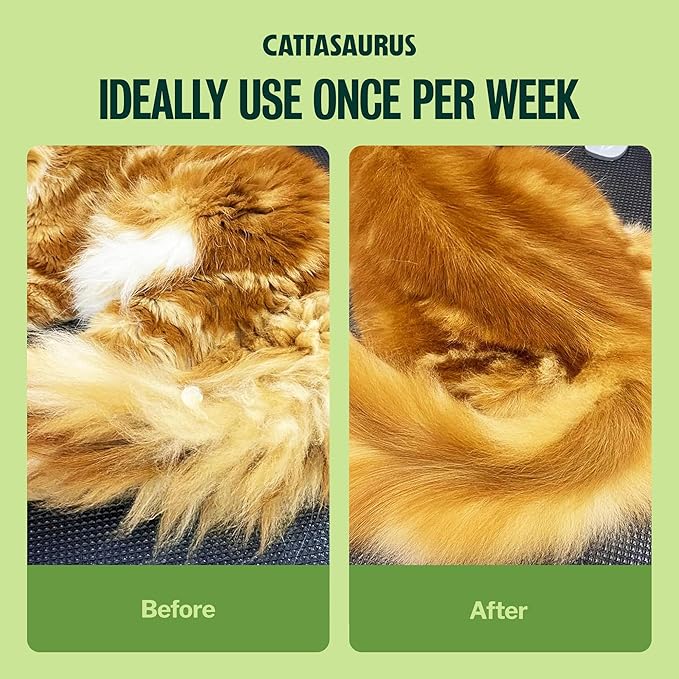 CATTASAURUS Cats & Dogs Grooming Brush for Shedding - 2 in 1 Deshedding Tool and Undercoat Rake for Long and Short Haired Dogs with Double Coat - Dematting Comb and Pet Hair Deshedder Supplies