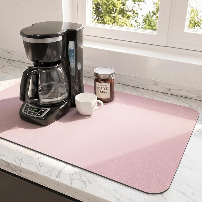 Ecotrim Coffee Mats for Coffee Bar Accessories, Pink 12" x 19"