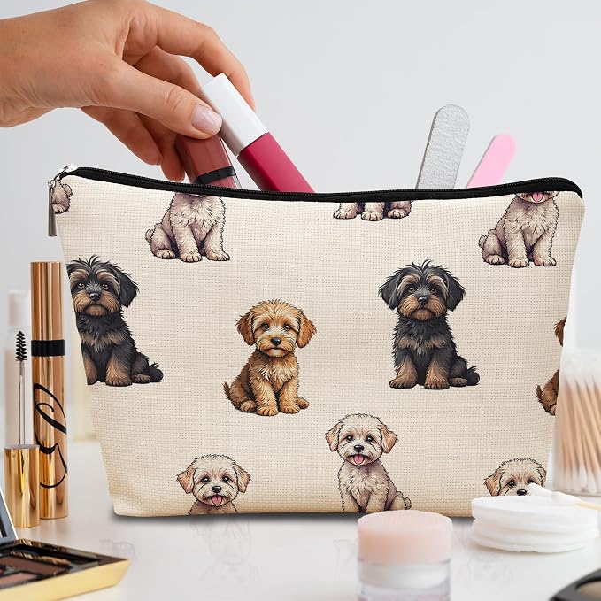 Cavapoo Dog Makeup Bag, Cavapoo Lovers Gifts Cosmetic Bag for Women, Dog Mom Lovers Owner Gifts for Women Christmas, Pet Lover Gift Zipper Travel Makeup Pouch for Purse