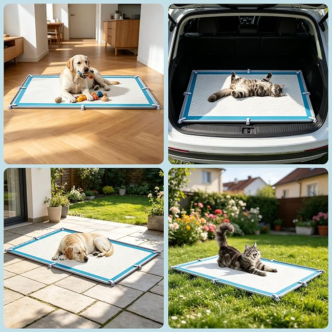 Pee Pad Holder, 32×46 Inch Thickened Silicone Dog Pee Pad Holder Tray | Non Slip Raised Edge Anti Spill Puppy Pad Holder with 4 Fixed Clamps, Easy Cleaning Floor Protection for Puppy Potty Training