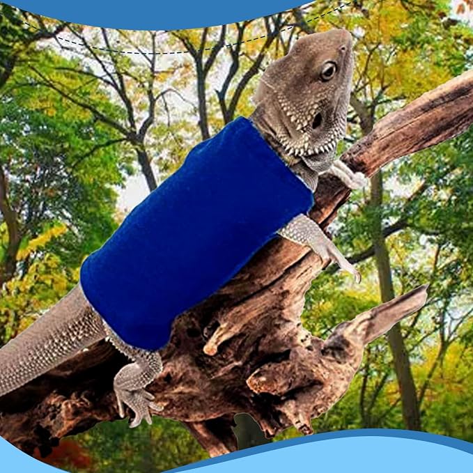 Lizard Clothes Bearded Dragon Hoodie Sweater Jacket Small Pet Costume Flannel Apparel for Reptiles Party Cosplay Props Chameleon Outfit Reptile Clothing Accessories（Blue）