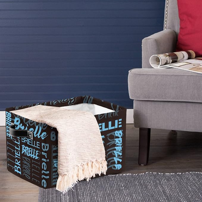 Personalized Storage Bins with Name Custom Kids Storage Basket Cubes Organizer with Handles for Organizing Boys and Girls Toys Shelf Closet Nursery Baskets Boxes, 1 Pack