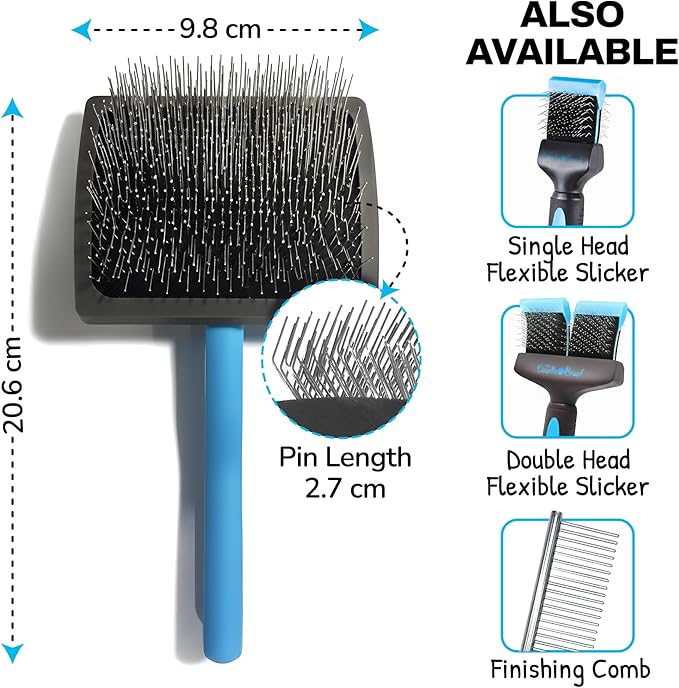 Slicker Brush for Dogs Detangler, Poodle Pin Dematting Dog Hair Brushes, Extra Long Pin Slicker for Goldendoodle, Cockapoo, Cavapoo, Tangle-Free Grooming Shiny Coat Pet Brushes