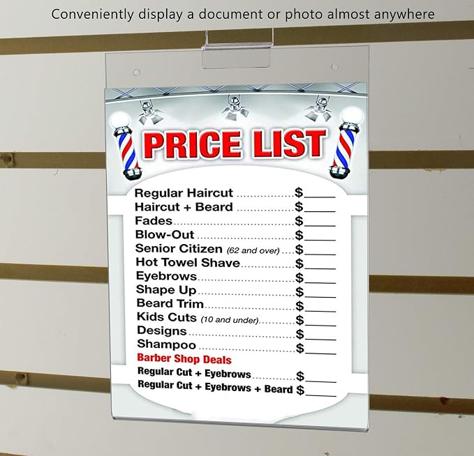 2 Pack Slatwall Sign Holder 8" x 10" Price Tags and Promotional Deals Top or Side Load Acrylic Clear Retail Literature Frame No Assembly Required by Marketing Holders