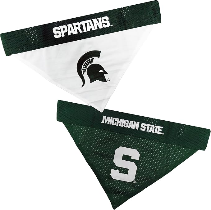 Pets First Collegiate Pet Accessories, Reversible Bandana, Michigan State Spartans, Large/X-Large