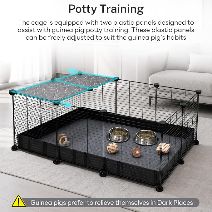 Guinea Pig Cage - C&C Small Animal Playpen with Waterproof Liner, Washable Pee Pad, Storage Bins, Toys & Bowl - Indoor Habitat for Guinea Pigs, Hedgehogs, Hamsters, Ferrets