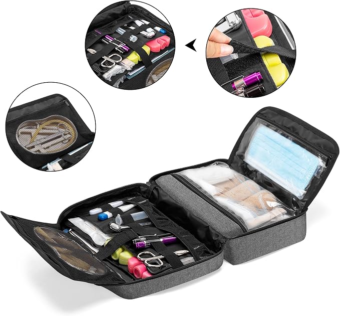 Trunab First Aid Trauma Bag with 2 Inner Flaps, Medical Supplies Pouch | Empty Bag with Hand Strap, Customizable Interior for Home or Outdoor Use