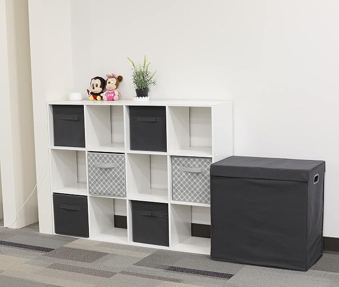 Simple Houseware 11-Inch Foldable Cube Storage Bins, Dark Gray, 6-Pack | Lightweight & Durable Structure Fabric Cubes Organizer for Closet or Shelves