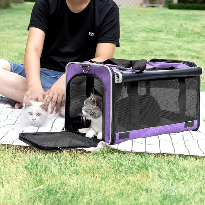 GAPZER Carrying Bag Yorkie Dog Travel Kennel Ventilated Soft Pet Carrier | Privacy Protection Big Kitten Car Travel Cloth Carry Bag up to 20 lbs, Small Animal Portable Mesh Kennel Cage for Vet Visits
