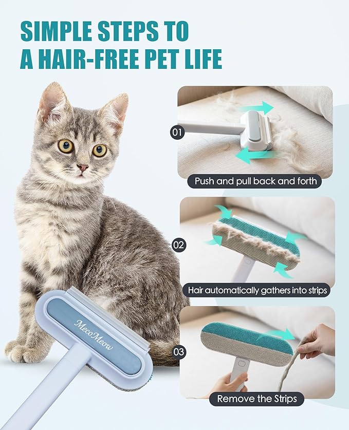 Pet Hair Removal Brush for Couch, Durable, Reusable, Washable Lint Cleaner for Dog and Cat Hair, Gentle on Furniture, Effective on Carpets, Clothing, Bedding-Simple