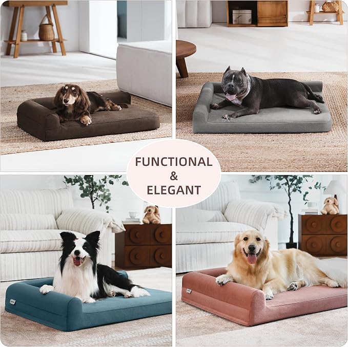 Gel Memory & High-Density Foam Orthopedic Dog Bed 35x27x6 Medium | | Double Waterproof Cover | Machine Washable | Non-Slip Base | Fur-Resistant Tech Fabric