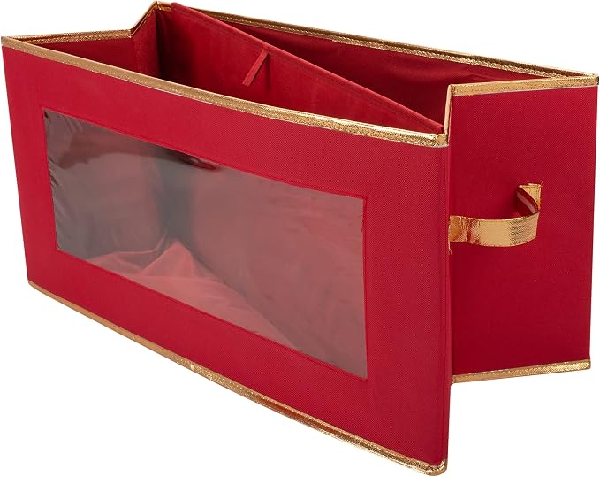 Simplify Holiday Figurine Storage Box | 8 Compartments | Seasonal and Christmas Décor Organizer | Nutcrackers | Lidded | Red