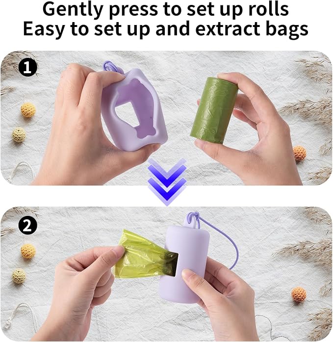 3Pack Dog Poop Bag Holder for Leash,Integrated Molding Soft Plastic Pet Waste Bag Dispenser with Elastic Loop Protable Doggie Poop Bag Dispensers