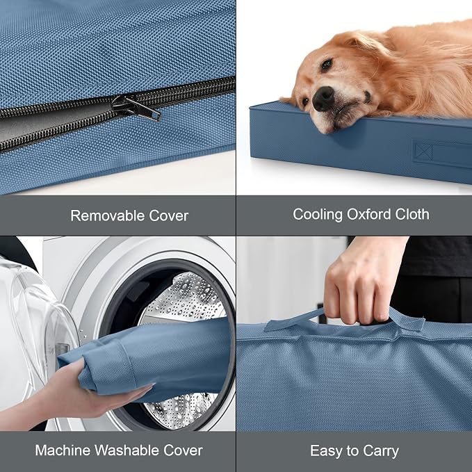 Large Waterproof Orthopedic Dog Bed with Egg Crate Foam | Fits 42x28 Crates, TPU Waterproof Layer, 1680D Washable Oxford Cover, Portable Handle, Indoor & Outdoor Use, Up to 80 lbs
