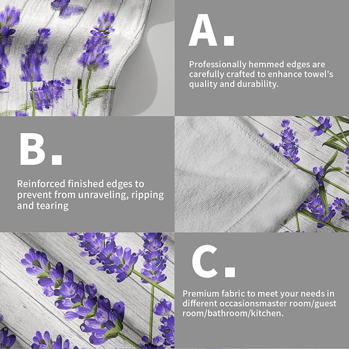 Giwawa Purple Floral Hand Towels Lavender Flowers Set of 2 Soft Guest Face Towel Bathroom Decorations Thin Kitchen Dish Towels 14x28 in
