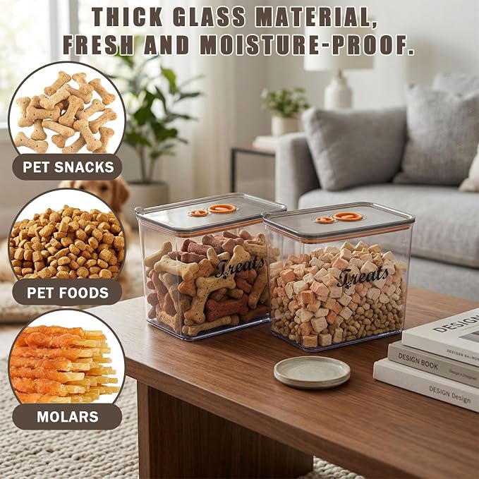 2Pack Pet Food Storage Containers,Airtight Dog Treat Container,Dog Food Storage Container with Tachometer Wheel for Customizing,Suitable for Pet,Bird Seeds,Dog & Cat Treats